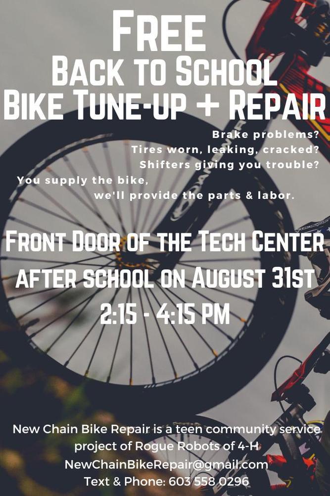 Picture of bike tire.  Free back to school bike tune up