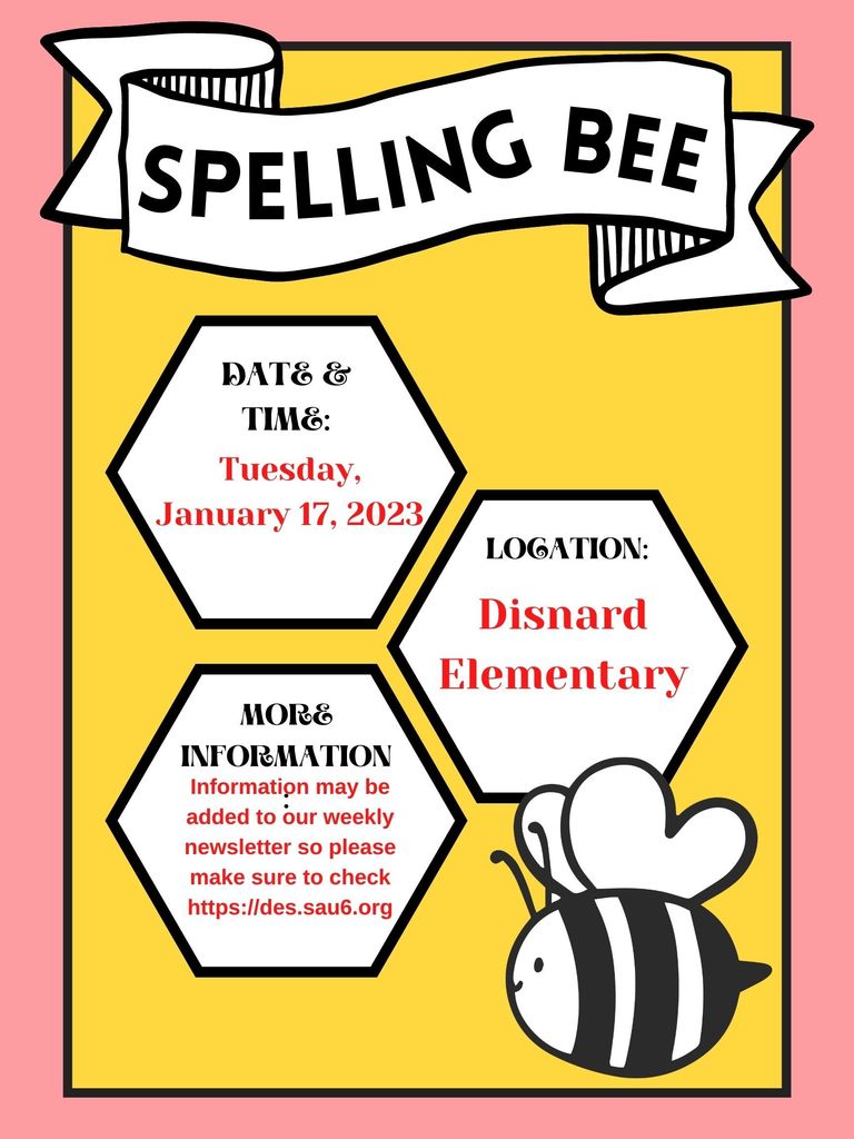 Spelling Bee flyer with picture of bee
